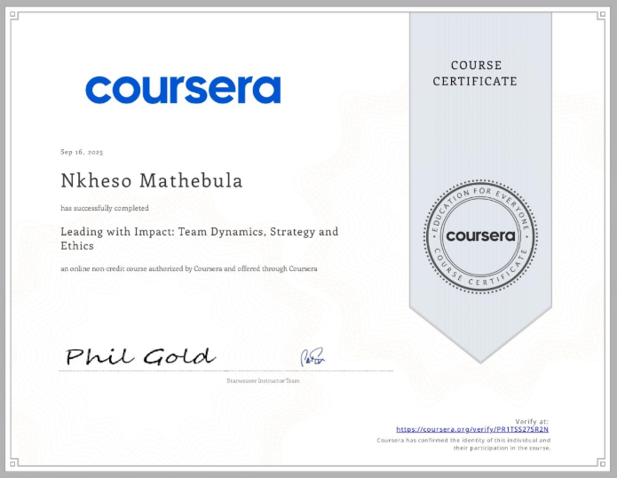 Leading with Impact Team Dynamics, Strategy and Ethics Certificate Preview